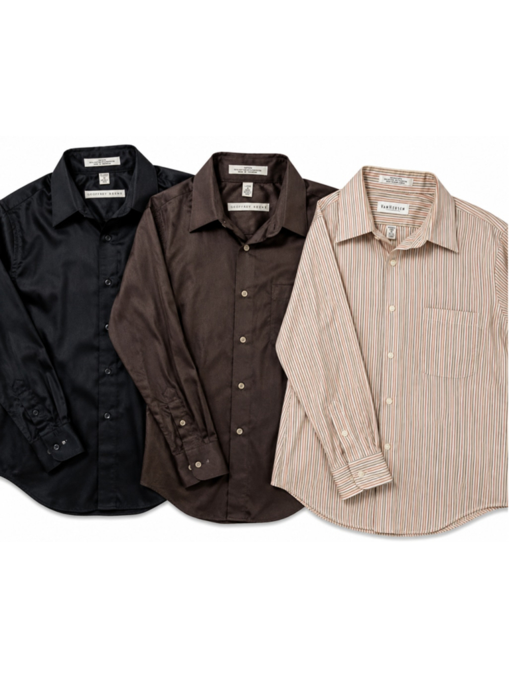 3 Mens Dress Shirts Geoffrey Beene Van Heusen M L 15.5 16 32/33 Wrinkle Free